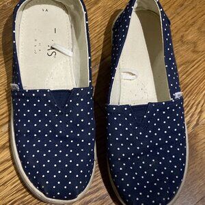 TOMS Girls Navy Blue Polka Dots Slip-on Size 1 Alpargata